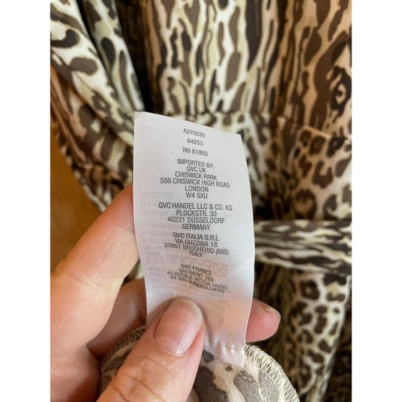 G.I.L.I. Animal Print‎ Midi Dress Ruffle Sleeve Belted Brown Leopard Size 28W - Picture 7 of 8